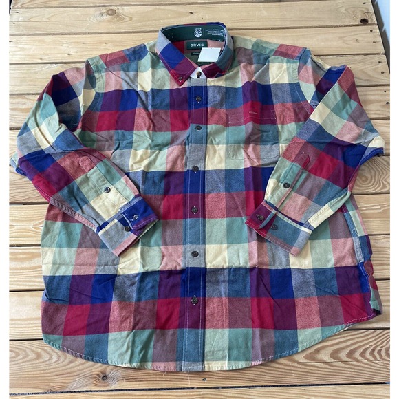 Orvis Other - NWT Orvis Long Sleeve Button Up Shirt Size 2XL Men’s Red Blue Plaid